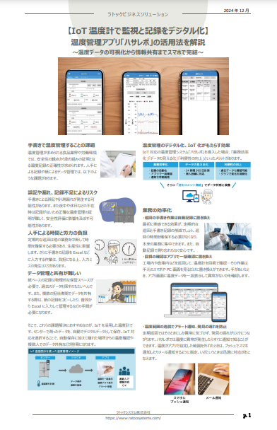 ビジネスソリューション（IoT温度計で監視と記録をデジタル化）