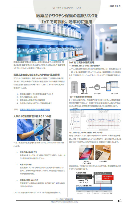 ビジネスソリューション（医薬品、ワクチンの温度管理）